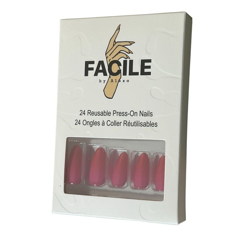 Facile 24 Reusable Press-On Nails Coffin Medium Pink Ombre - Picture 5 of 10